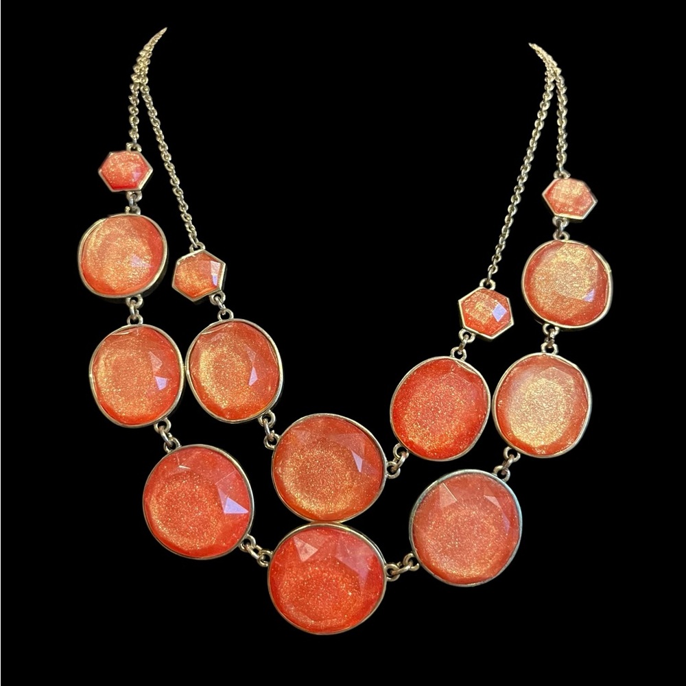 Shimmering in orange bubble style statement necklace